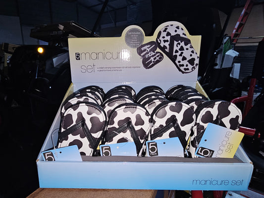 Moo-tiful Cow Print Sandal Manicure Set - 4 Piece: The Perfect Gift for Cow Lovers!