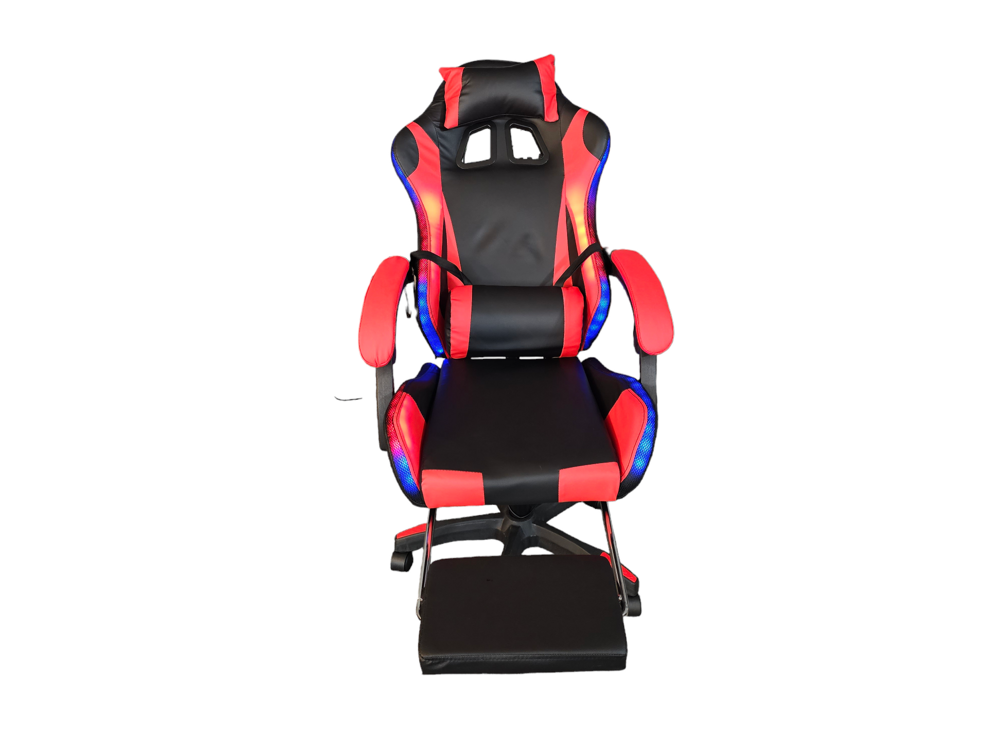 Gaming Chair With LED Lighting Surround Sound Bluetooth and Footrest Red Black